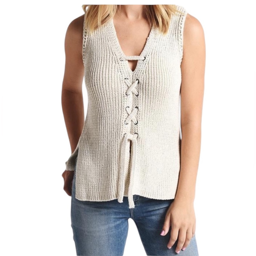 Cupcake & cashmere crochet sleeveless top size small